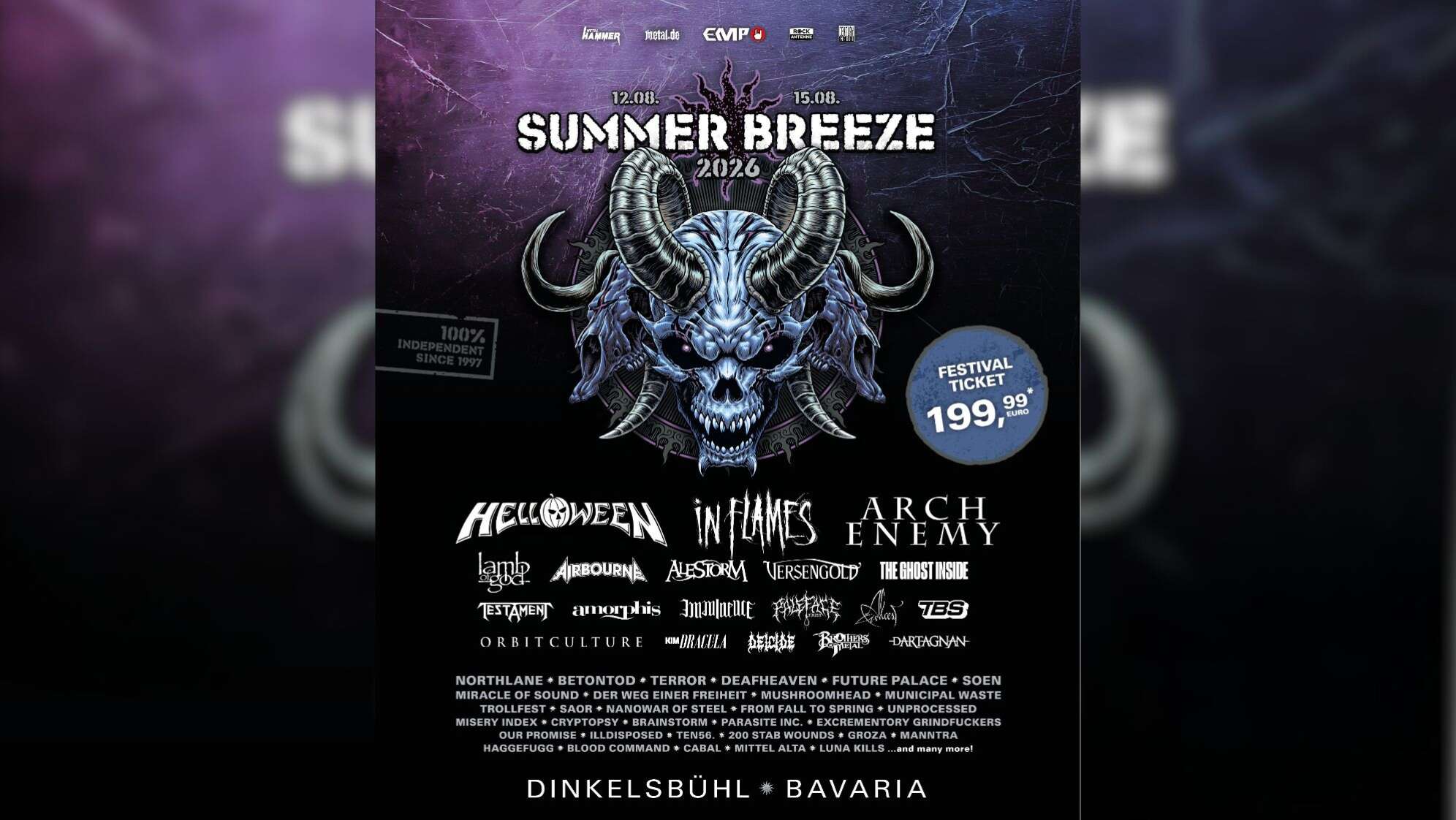 Das Festivalplakat für das SUMMER BREEZE Open Air 2026