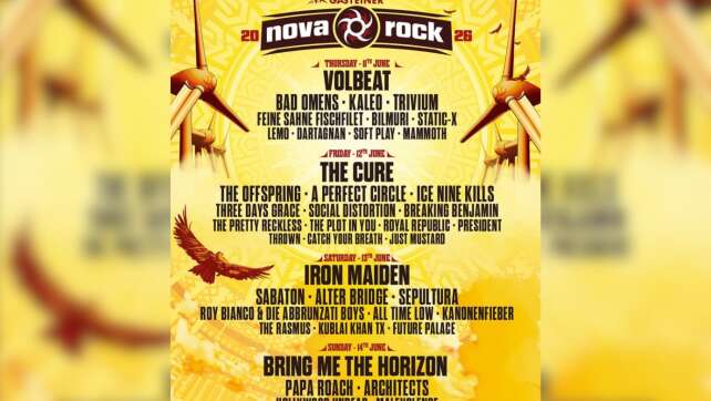 Nova Rock 2026: Die zweite Bandwelle mit Iron Maiden, Volbeat & mehr!