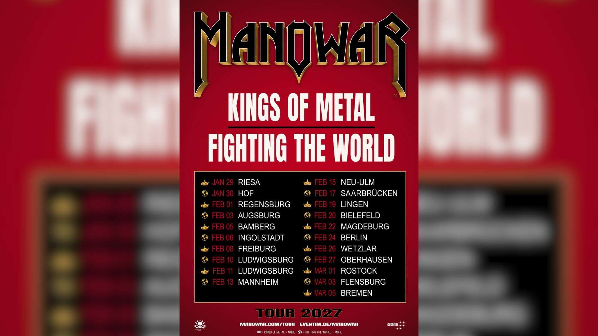 Manowar Tourplakat 2027