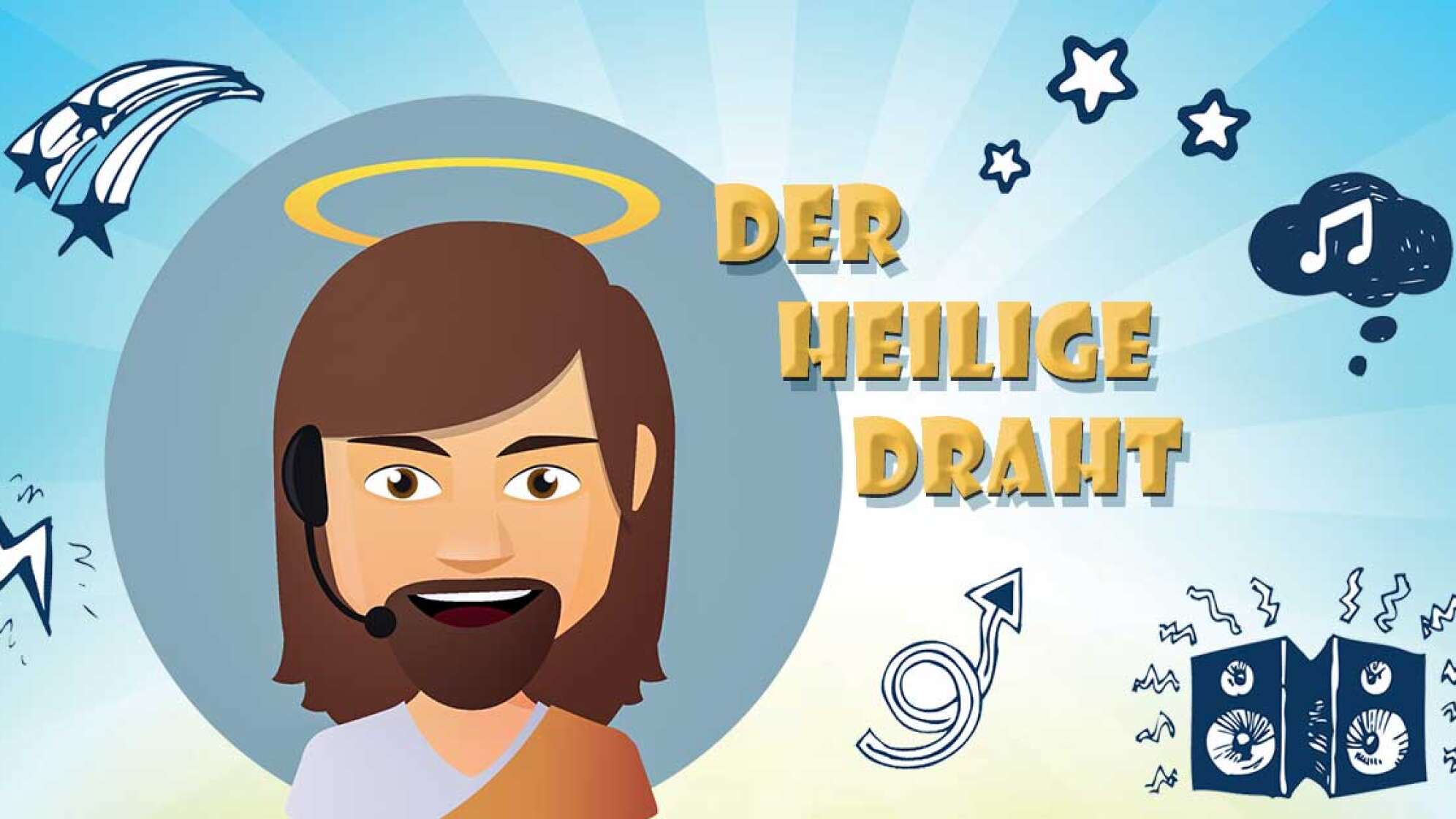 Jesus mit Headset - gezeichnet