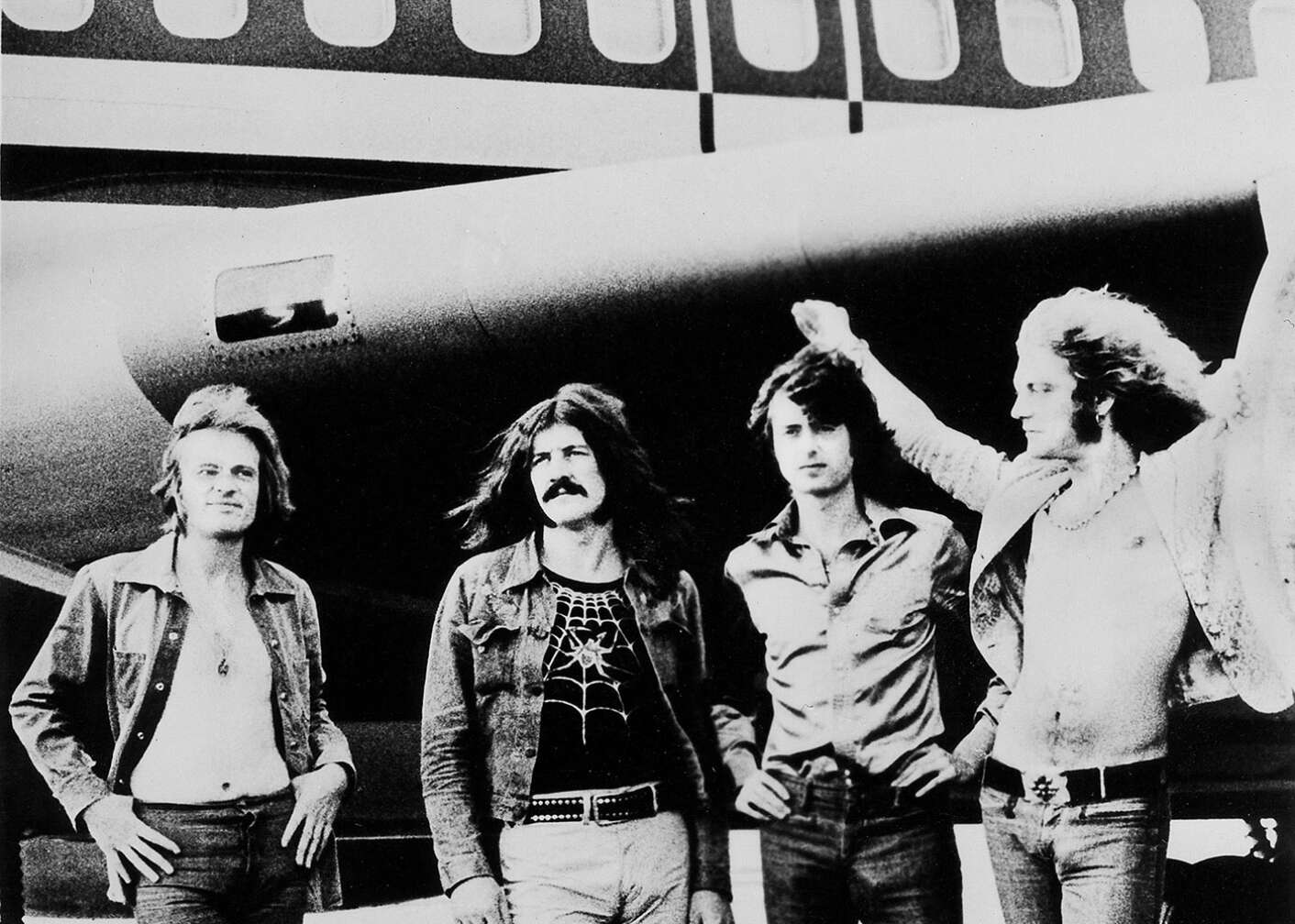 Schwarz Weiß Bild von Led Zeppelin